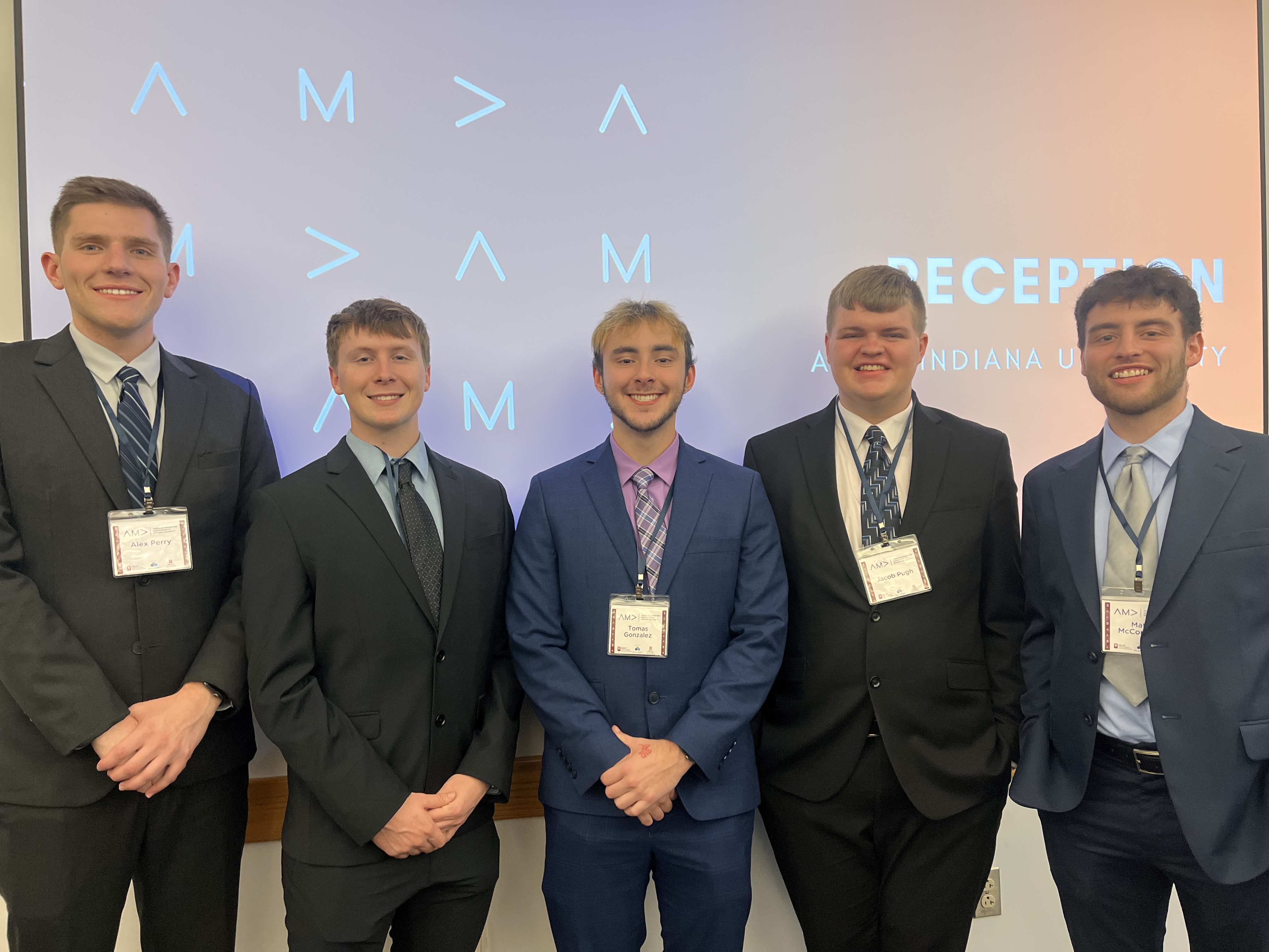 Five students at reception