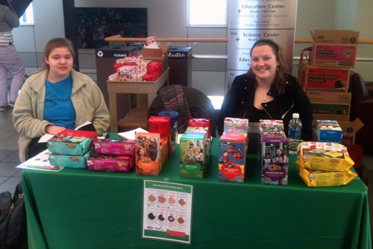 Girl Scout cookie sales begin on February 11 on the first floor of the Education Center.