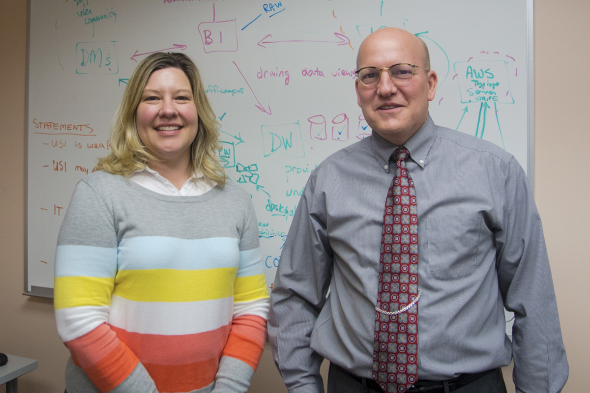 Stacey Draper, USI's new assistant director of Information Technology Security, and Richard Toeniskoetter. Look for a spotlight on Stacey in an upcoming USI Today feature. 