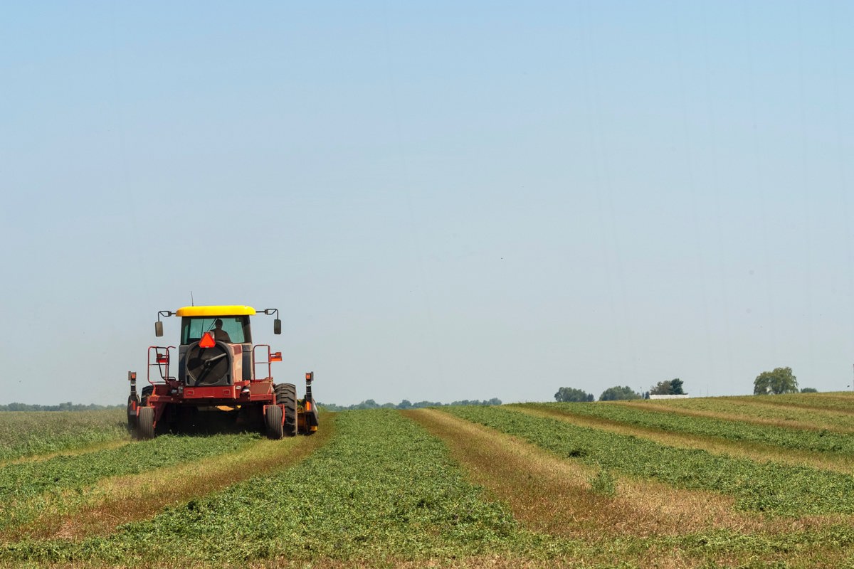photograph of tractor in a field