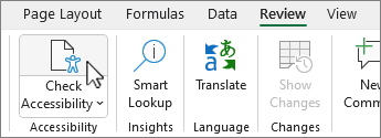 Check accessibility option is under the Review tab in Word.