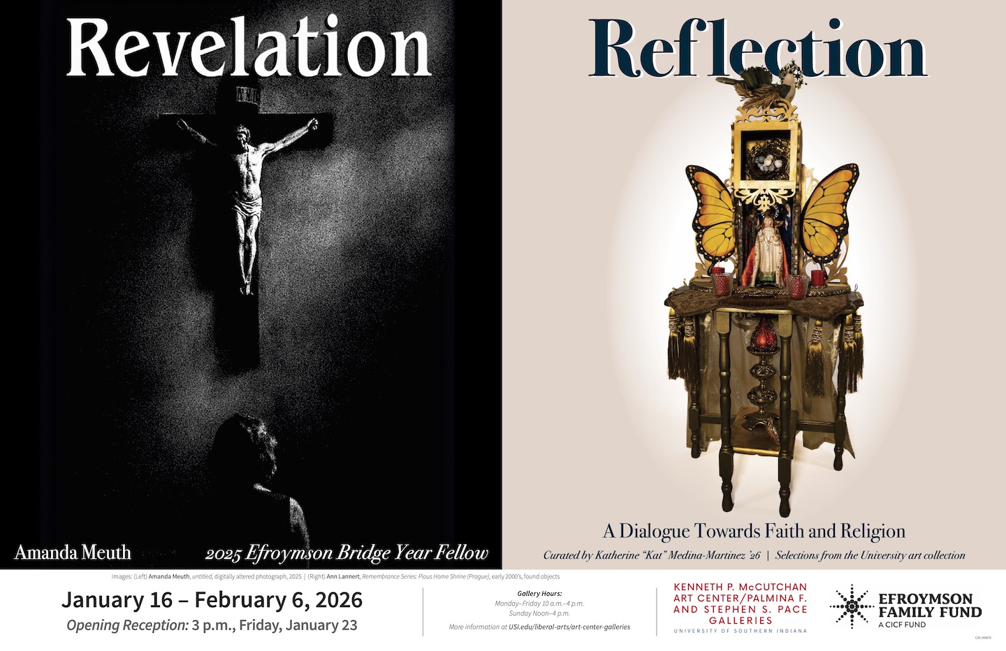 Image of crucifiction and image of embellished altar