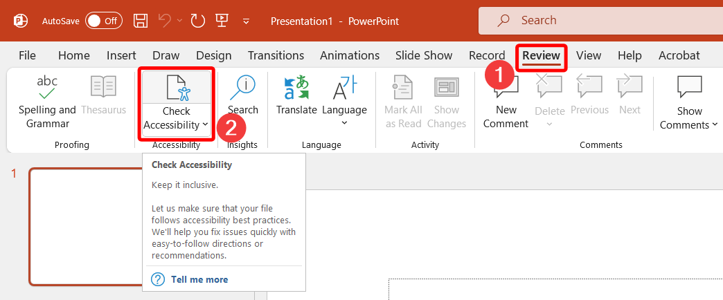 Check Accessibility tool in Powerpoint