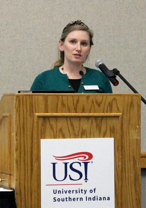 Monica O’Neil, Director of Service Learning, presents “Tricky Faces Occupying Tricky Spaces: Tricksters and their Archetypes in Frogs, Miles Gloriosus, and Volpone”