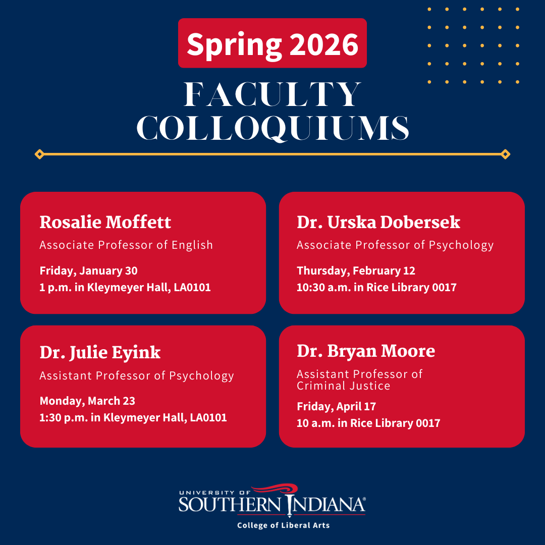 Spring USI Liberal Arts Faculty Colloquium Series to begin January 30  - News article image